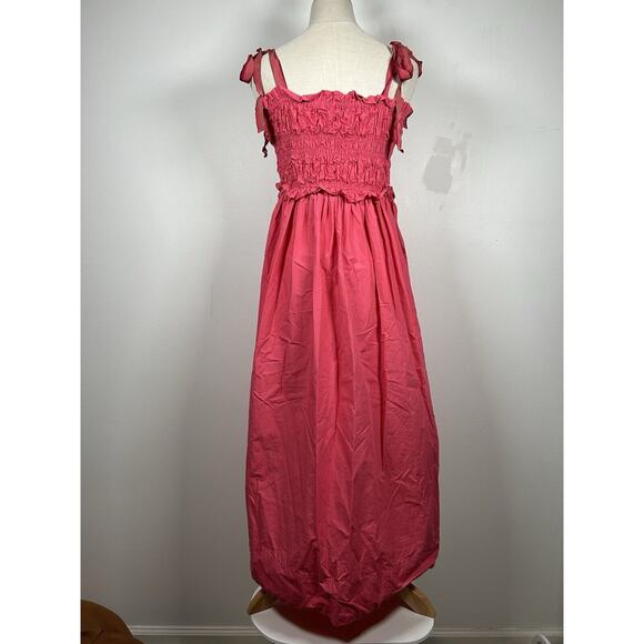 Ulla Johnson Akshara Midi Dress in Honeysuckle Pink Poplin Cotton Size 6 - Picture 9 of 12
